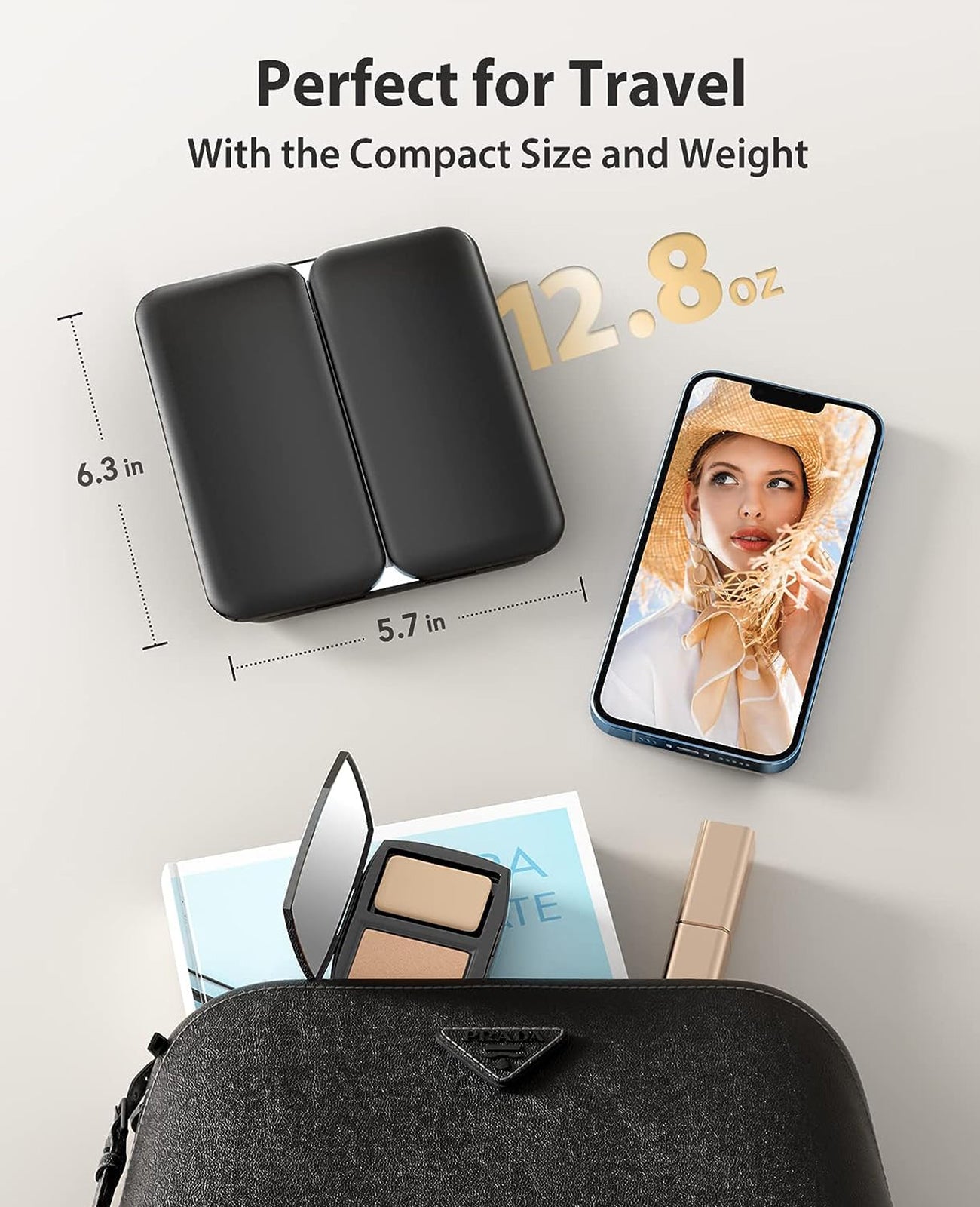 Jack & Rose Travel Mirror with Lights and Magnification, Portable Makeup Mirror with Light, 3X 7X, Light up Led Mirror for Makeup