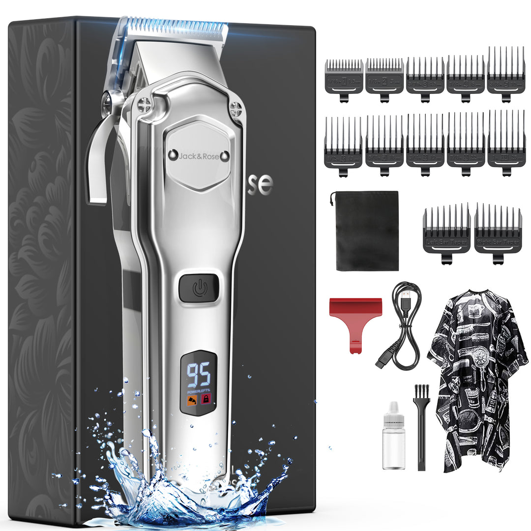 Jack & Rose A6 Cordless Hair Clippers for Men, Heavy Duty All Metal Barber Clippers with Carbon Blade, Rechargeable Professional Hair Clippers