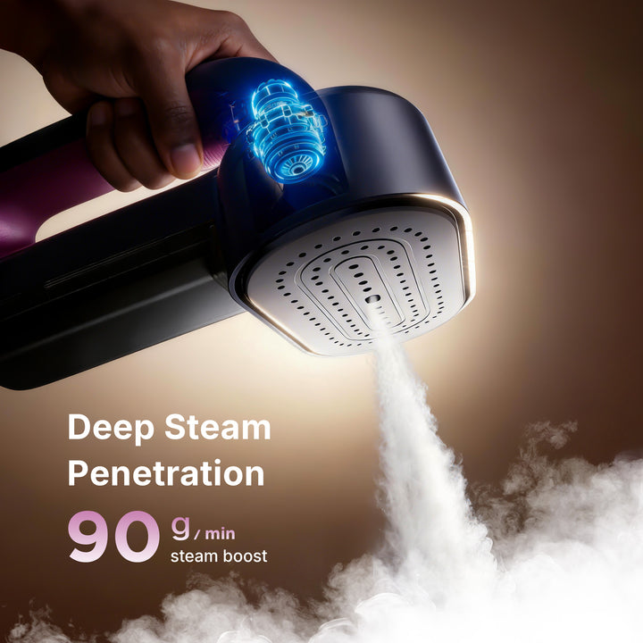 Jack & Rose S8 Steamer for Clothes, 1600W Handheld Steamer 110V-120V, 2-in-1 Handheld Clothes Steamer, Auto-off & 15S Fast Heat-Up, 29 Large Holes, Purple