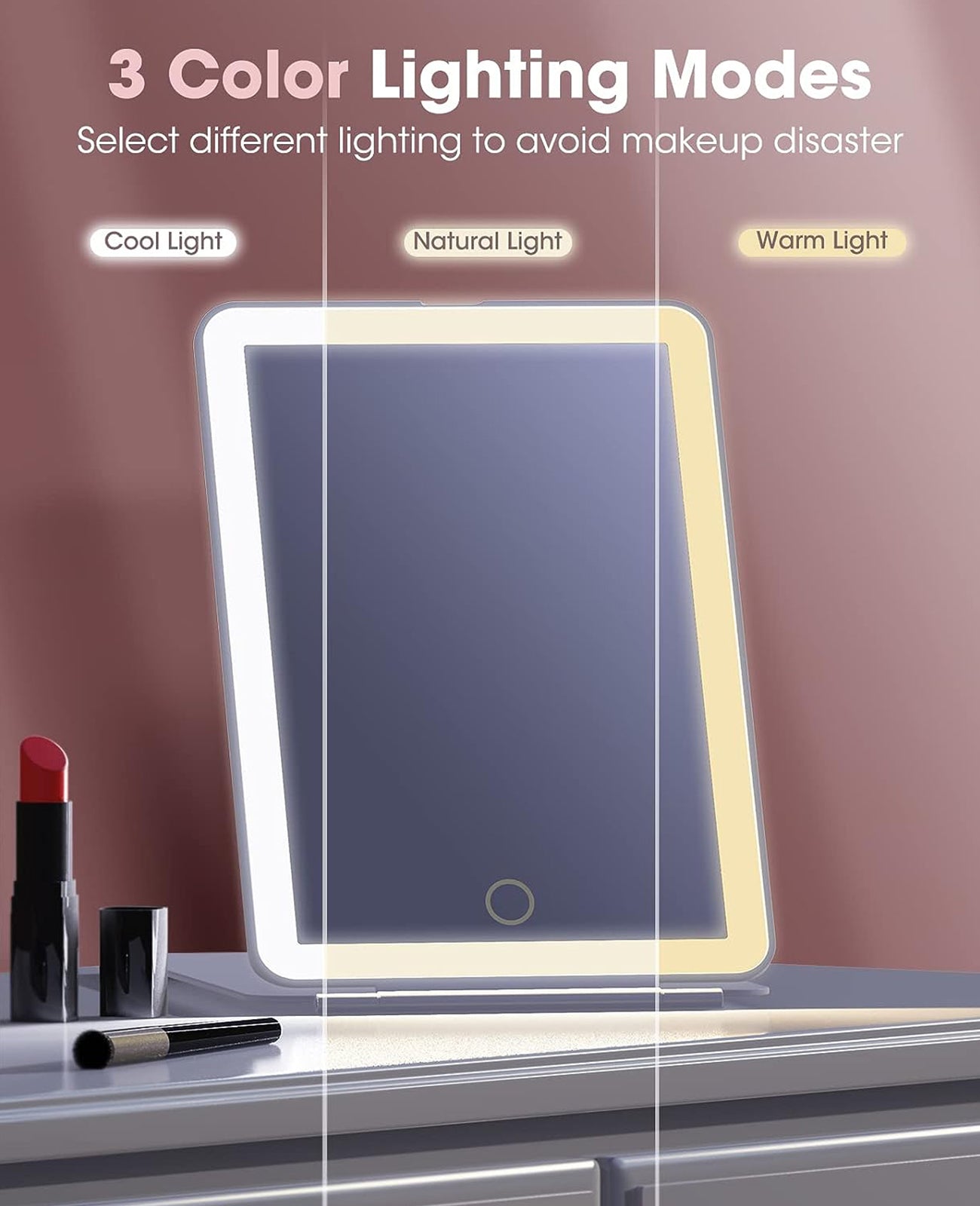 Jack & Rose Travel Mirror with Light, Folding Travel Mirror Led Lighted Makeup Mirror