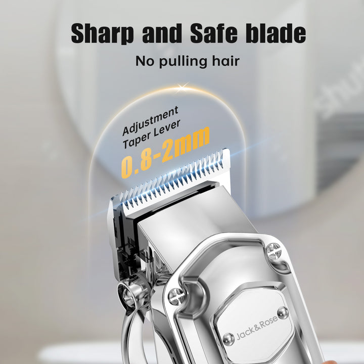 Jack & Rose A6 Cordless Hair Clippers for Men, Heavy Duty All Metal Barber Clippers with Carbon Blade, Rechargeable Professional Hair Clippers
