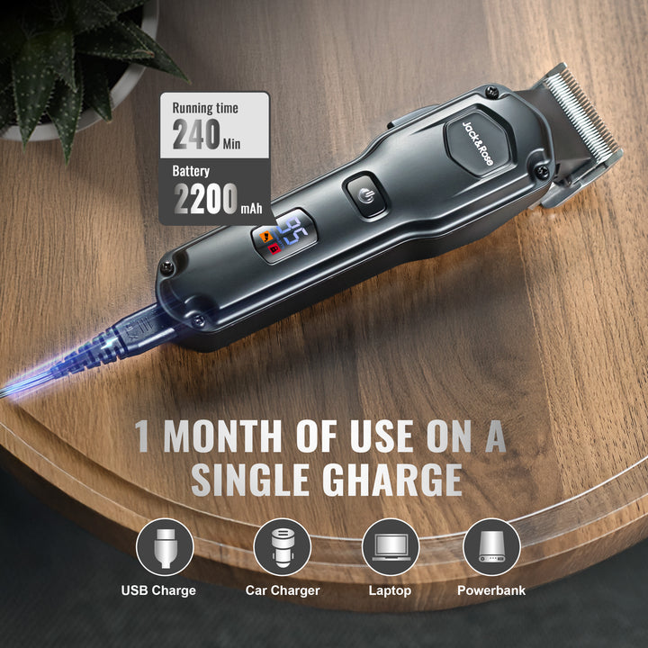Jack & Rose A6 Cordless Hair Clippers for Men, Heavy Duty All Metal Barber Clippers with Carbon Blade, Rechargeable Professional Hair Clippers