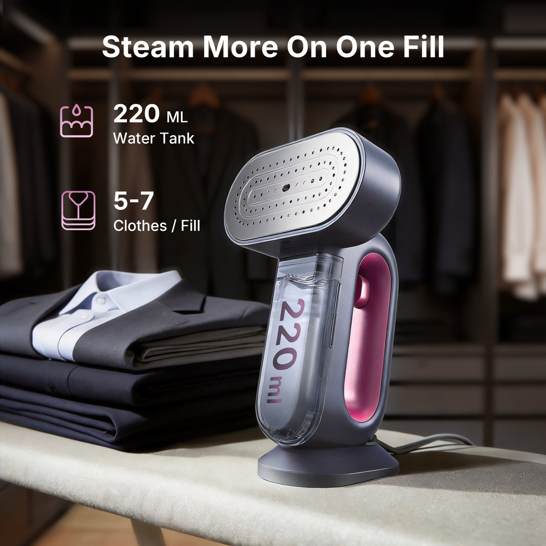 Jack & Rose S8 Steamer for Clothes, 1600W Handheld Steamer 110V-120V, 2-in-1 Handheld Clothes Steamer, Auto-off & 15S Fast Heat-Up, 29 Large Holes, Purple