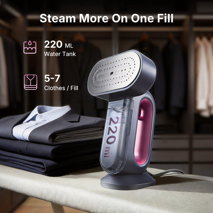 Jack & Rose S8 Steamer for Clothes, 1600W Handheld Steamer 110V-120V, 2-in-1 Handheld Clothes Steamer, Auto-off & 15S Fast Heat-Up, 29 Large Holes, Purple