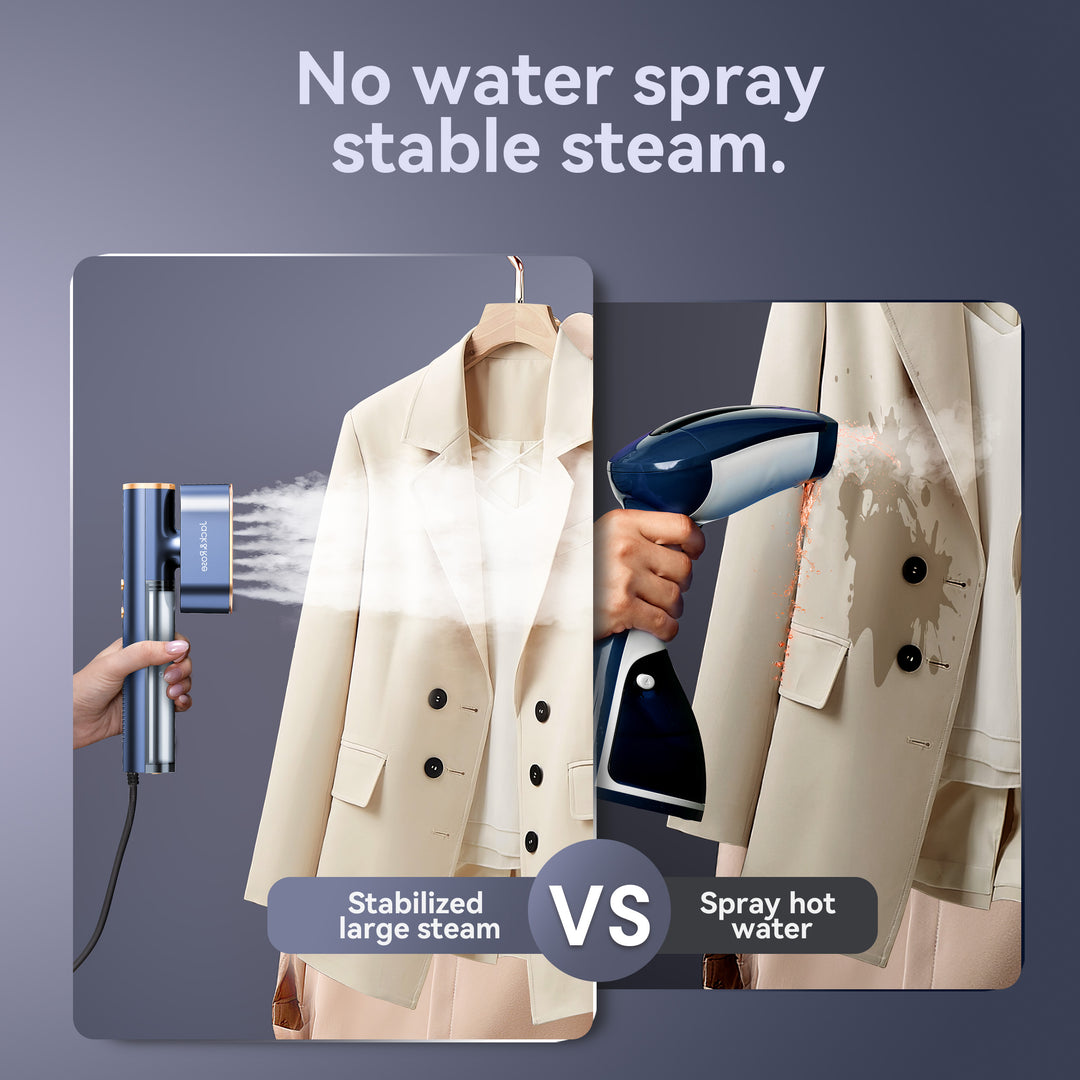 Jack & Rose Travel Steamer for Clothes, 100-240V Portable Steamer,15s Heat Up, Steamer ＆ Iron 2 In 1, Travel Size Garment Steamer, Large Ceramic Heat Panel, for Global & European Traveling