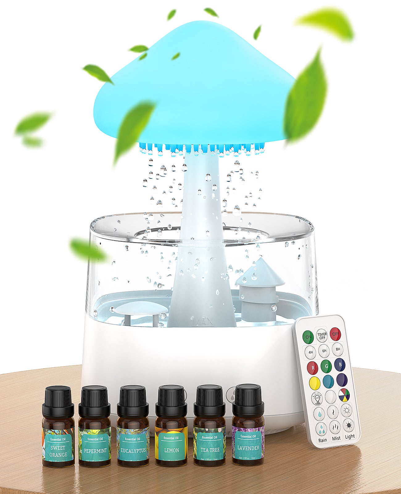 Rain Cloud Humidifier Water Drip, 2 in 1 Humidifier with Essential Oil Diffuser,450ml Cloud Humidifier Rain Drop,Mushroom Humidifier with 7 Colors for Sleeping Relaxing