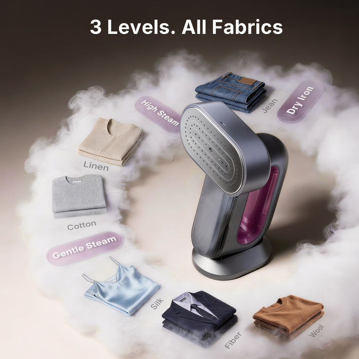 Jack & Rose S8 Steamer for Clothes, 1600W Handheld Steamer 110V-120V, 2-in-1 Handheld Clothes Steamer, Auto-off & 15S Fast Heat-Up, 29 Large Holes, Purple