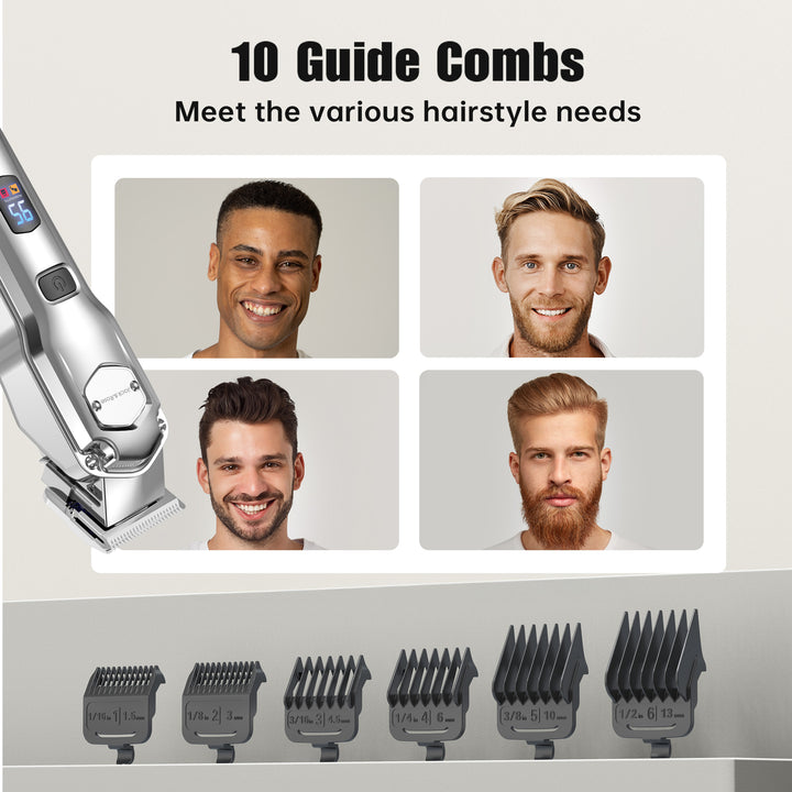 Jack & Rose A6 Cordless Hair Clippers for Men, Heavy Duty All Metal Barber Clippers with Carbon Blade, Rechargeable Professional Hair Clippers