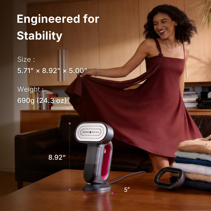 Jack & Rose S8 Steamer for Clothes, 1600W Handheld Steamer 110V-120V, 2-in-1 Handheld Clothes Steamer, Auto-off & 15S Fast Heat-Up, 29 Large Holes, Purple